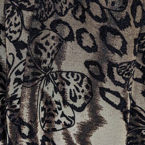 Frank Lyman Design Black/Tan/Bronze Halter Criss-Cross Back Butterfly Dress - 10 - Picture 9 of 12